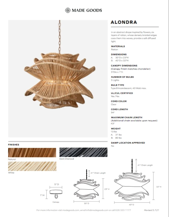 Made Goods Alondra Chandelier Dark Charcoal Rattan New Arrivals 9 Made Goods Alondra Chandelier Dark Charcoal Rattan New Arrivals