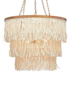 Made Goods New Arrivals Arricka Chandelier Bleached Abaca Rope With Gold Metal