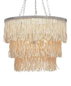 Made Goods Arricka Chandelier Bleached Abaca Rope With Silver Metal New Arrivals
