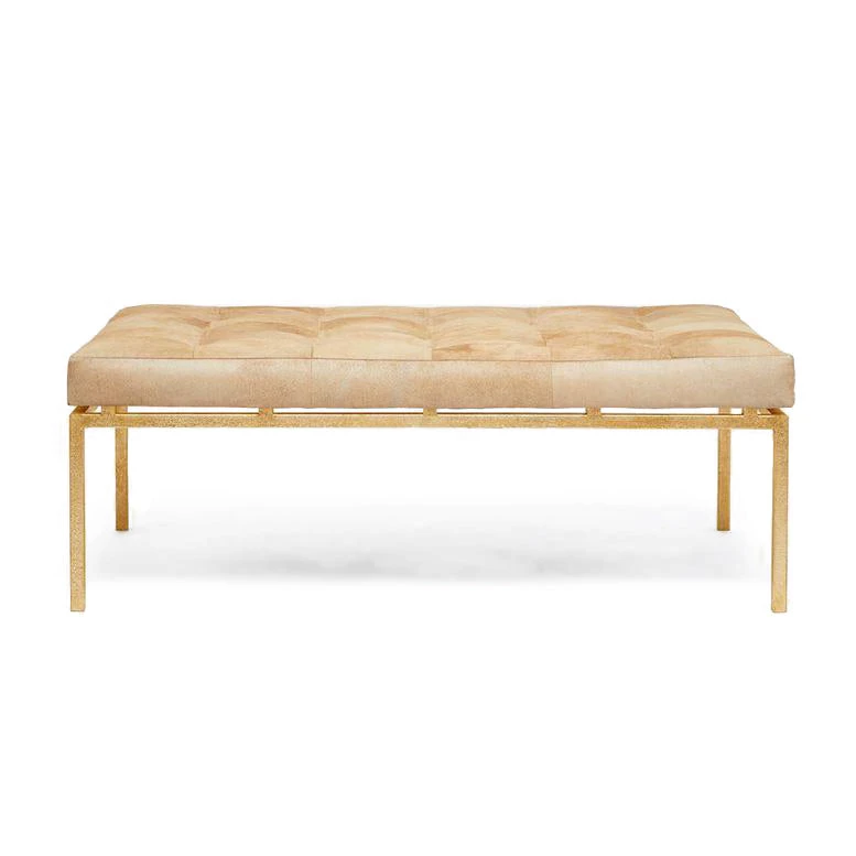 Made Goods New Arrivals Benjamin Ottoman Beige Hair On Hide With Gold Base 3 Made Goods New Arrivals Benjamin Ottoman Beige Hair On Hide With Gold Base