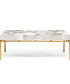 Made Goods New Arrivals Benjamin Ottoman Grey Hair On Hide With Gold Base