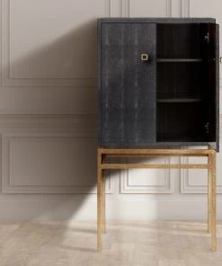 Made Goods Benjamin Standing Cabinet Cool Gray And Gold