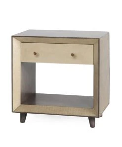 Made Goods Blaine Double Nightstand Champagne Faux Canvas New Arrivals