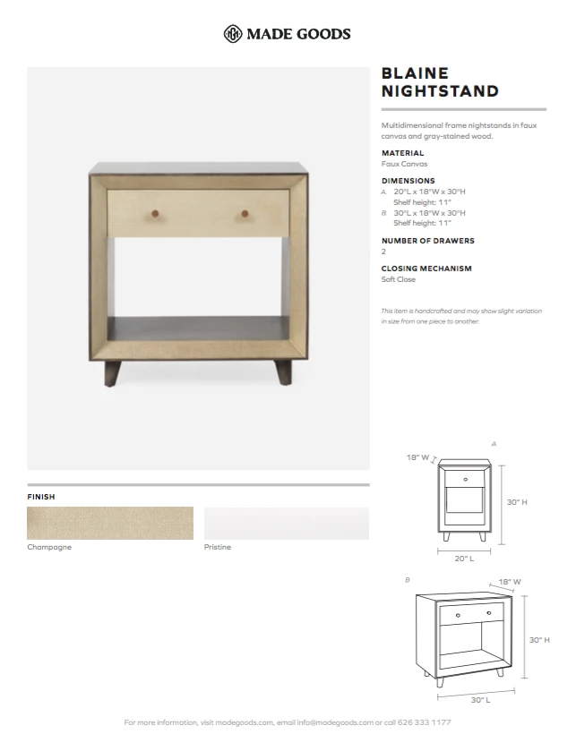 Made Goods New Arrivals Blaine Single Nightstand Pristine Faux Canvas 8 Made Goods New Arrivals Blaine Single Nightstand Pristine Faux Canvas