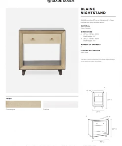 Made Goods New Arrivals Blaine Single Nightstand Champagne Faux Canvas 11 Made Goods New Arrivals Blaine Single Nightstand Champagne Faux Canvas