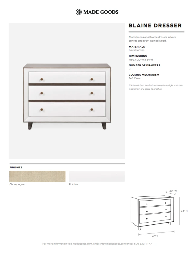 Made Goods Blaine Dresser Pristine Faux Canvas New Arrivals 7 Made Goods Blaine Dresser Pristine Faux Canvas New Arrivals