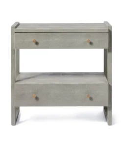 Made Goods New Arrivals Carrigan Double Nightstand Castor Gray Vintage Faux Shagreen