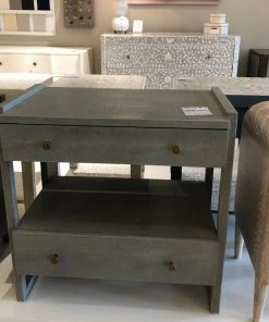 Made Goods New Arrivals Carrigan Double Nightstand Castor Gray Vintage Faux Shagreen
