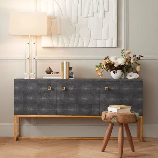 Made Goods New Arrivals Dallon 3 Door Buffet In Cool Gray Faux Shagreen And Gold 4 Made Goods New Arrivals Dallon 3 Door Buffet In Cool Gray Faux Shagreen And Gold