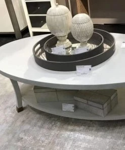 Made Goods Caterina Coffee Table Moon White Faux Raffia