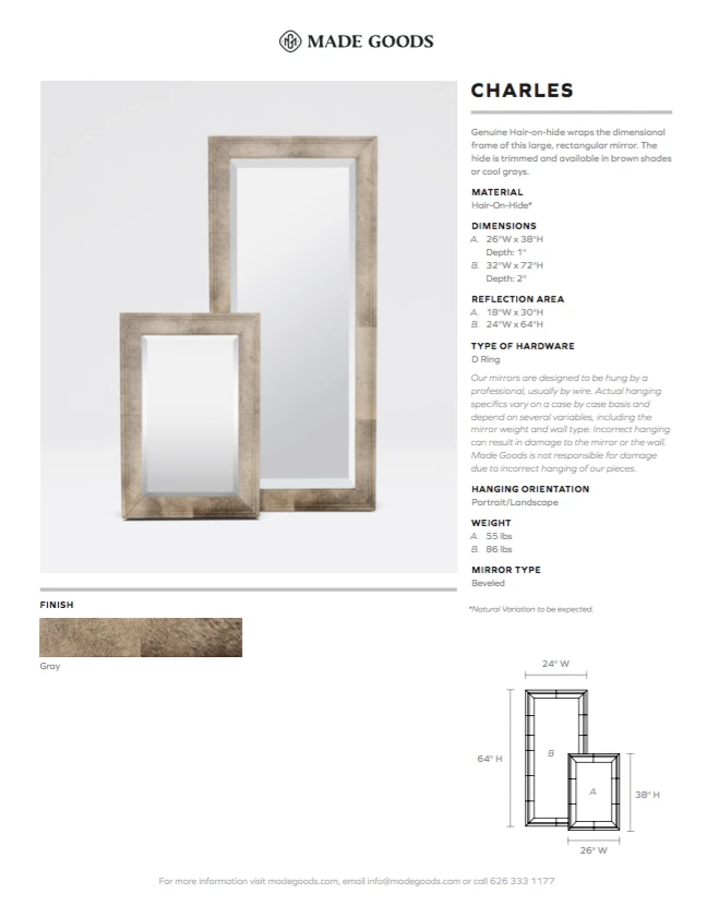 Made Goods Charles Floor Mirror Gray Hair On Hide New Arrivals 6 Made Goods Charles Floor Mirror Gray Hair On Hide New Arrivals