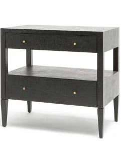 Made Goods Conrad Low Double Nightstand Black Faux Raffia New Arrivals