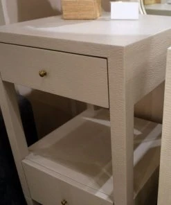 Made Goods New Arrivals Conrad Low Single Nightstand French Gray Faux Raffia