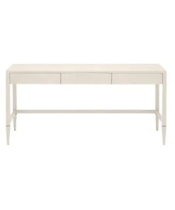 Made Goods Conrad 3 Drawer Desk Off White Faux Raffia