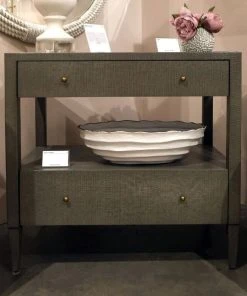 Made Goods New Arrivals Conrad Low Double Nightstand Seal Faux Raffia