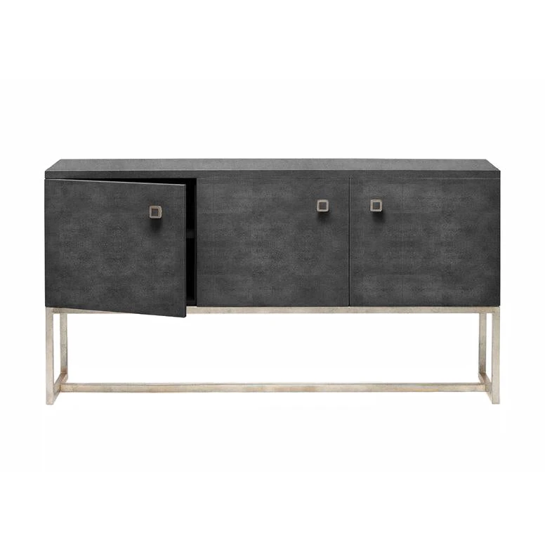 Made Goods Dallon 3 Door Buffet In Cool Gray Faux Shagreen And Silver 4 Made Goods Dallon 3 Door Buffet In Cool Gray Faux Shagreen And Silver