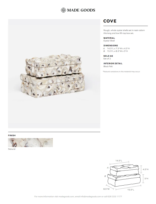 Made Goods Cove Box Set Oyster Shells 8 Made Goods Cove Box Set Oyster Shells