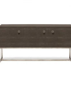 Made Goods Dallon 3 Door Buffet In Dark Mushroom Faux Shagreen And Silver