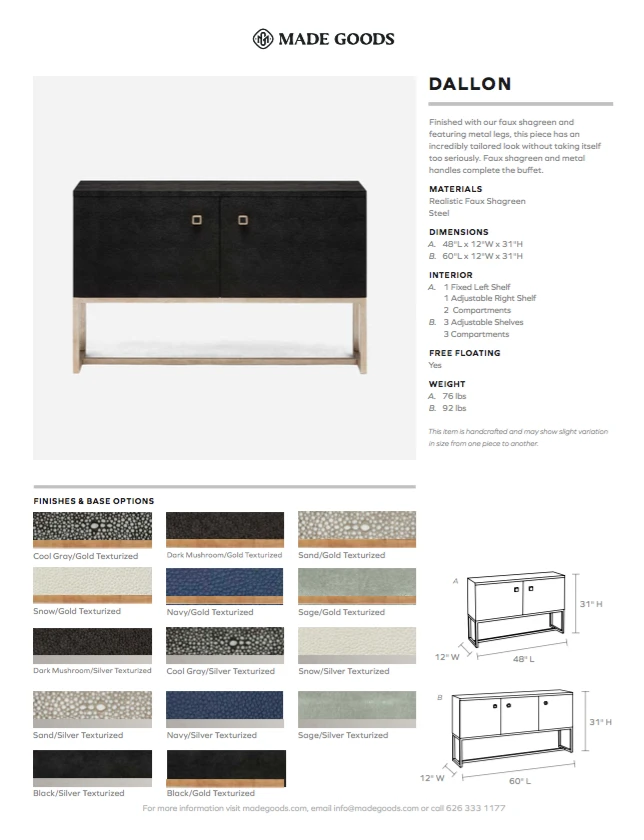 Made Goods Dallon 3 Door Buffet Black Shagreen And Gold Steel New Arrivals 4 Made Goods Dallon 3 Door Buffet Black Shagreen And Gold Steel New Arrivals