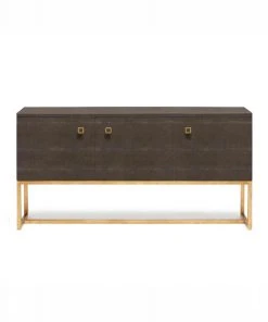 Made Goods New Arrivals Dallon 3 Door Buffet In Dark Mushroom Faux Shagreen And Gold