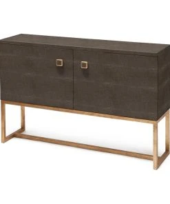 Made Goods Dallon 2 Door Buffet In Dark Mushroom Faux Shagreen With Gold