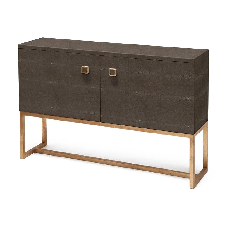Made Goods Dallon 2 Door Buffet In Dark Mushroom Faux Shagreen With Gold 3 Made Goods Dallon 2 Door Buffet In Dark Mushroom Faux Shagreen With Gold