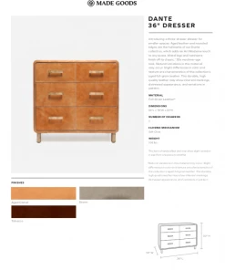 Made Goods New Arrivals Dante 36" Dresser Tobacco Leather 7 Made Goods New Arrivals Dante 36
