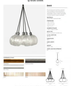 Made Goods New Arrivals Dax 9 Light Pendant Brass And Clear