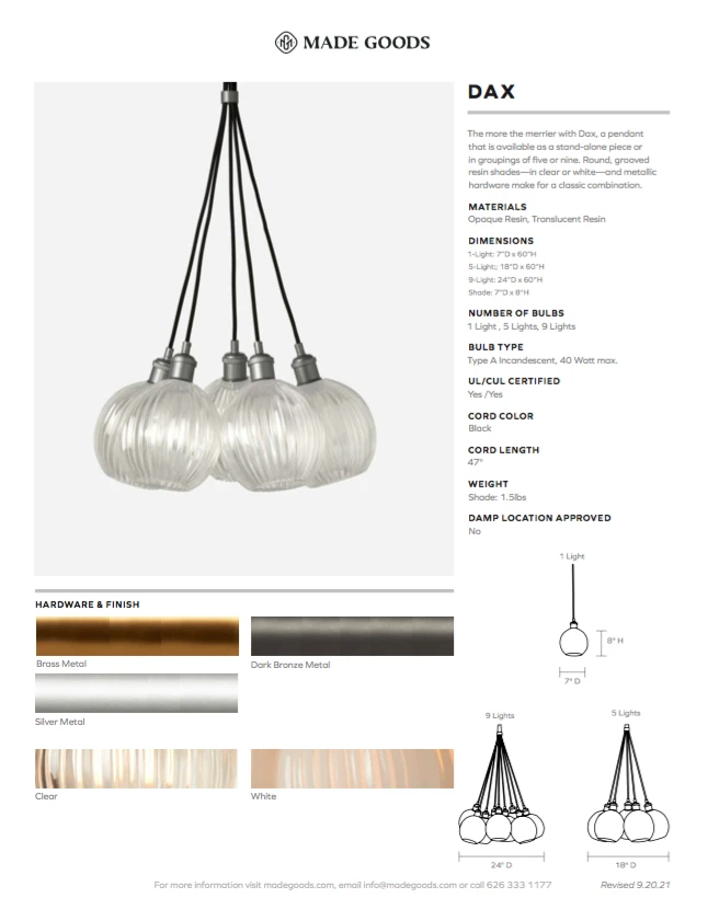 Made Goods Dax 9 Light Pendant Silver And Clear 6 Made Goods Dax 9 Light Pendant Silver And Clear