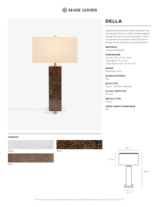 Made Goods Della Lamp Black Lacquered Eggshell New Arrivals 6 Made Goods Della Lamp Black Lacquered Eggshell New Arrivals