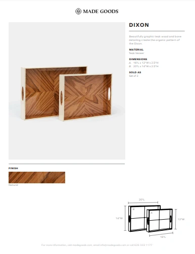 Made Goods Dixon Tray Set Natural Teak 6 Made Goods Dixon Tray Set Natural Teak