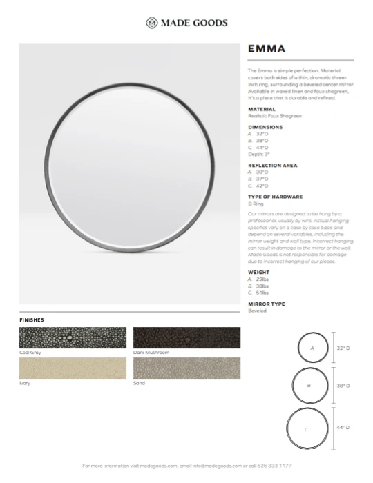 Made Goods Emma Mirror Ivory Faux Shagreen 5 Made Goods Emma Mirror Ivory Faux Shagreen