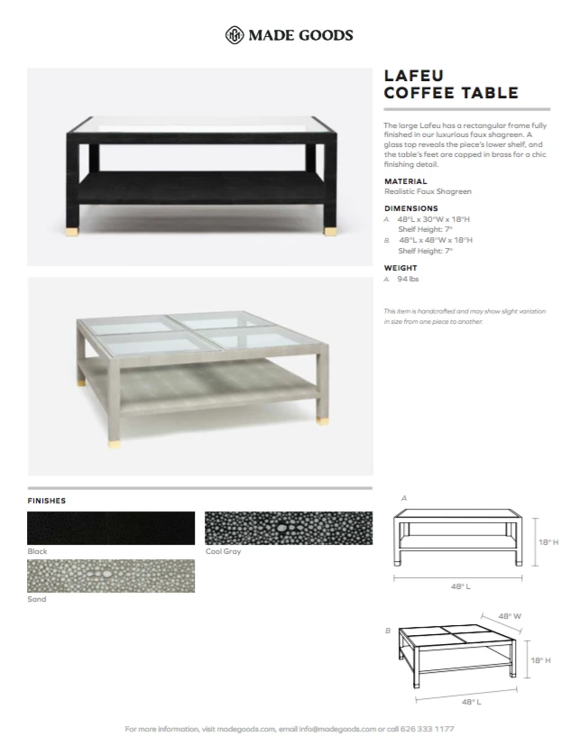 Made Goods Lafeu Rectangle Coffee Table Sand Faux Shagreen 4 Made Goods Lafeu Rectangle Coffee Table Sand Faux Shagreen