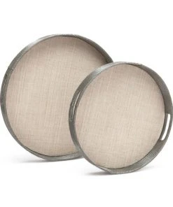 Made Goods New Arrivals Faye Round Tray Set Of Two Gray Buntal