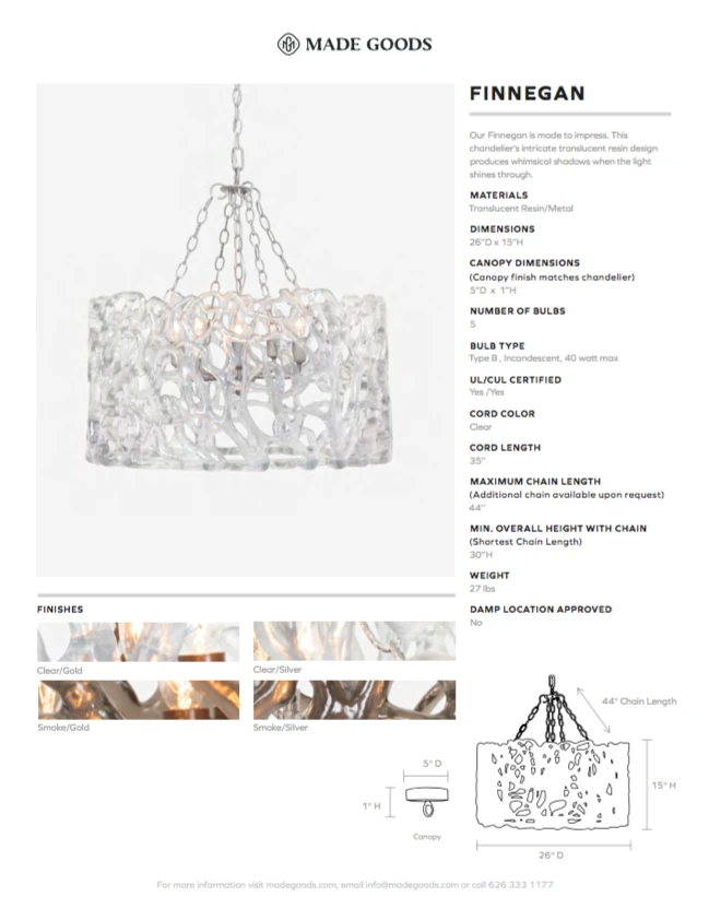 Made Goods Finnegan Chandelier Clear And Gold 5 Made Goods Finnegan Chandelier Clear And Gold
