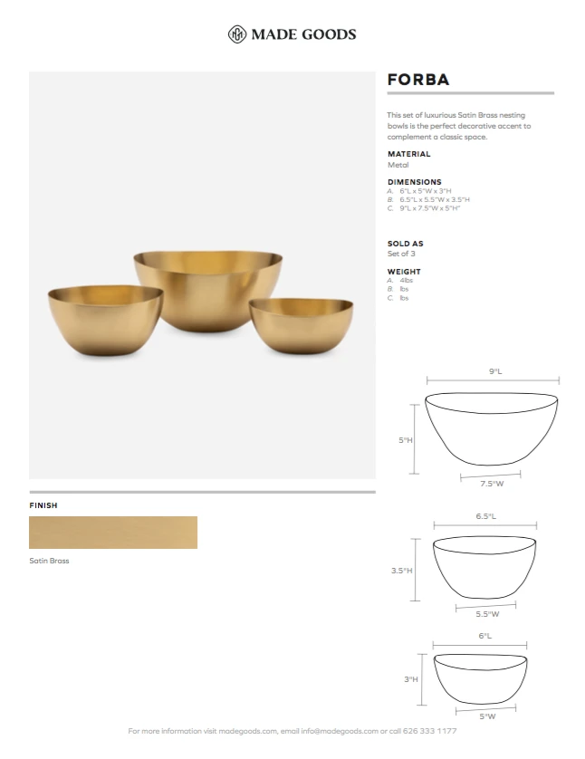 Made Goods Forba Brass Bowl Set New Arrivals 6 Made Goods Forba Brass Bowl Set New Arrivals