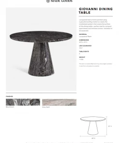 Made Goods Giovanni Dining Table Black Swirled Resin New Arrivals