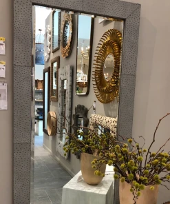 Made Goods Zsa Zsa Mirror Grey Ostrich Full Grain Leather New Arrivals