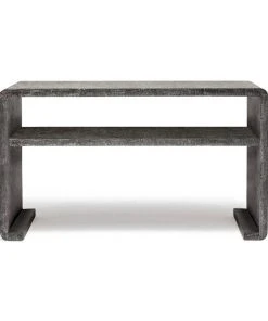 Made Goods New Arrivals Gustav Console Charcoal Faux Linen
