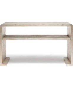 Made Goods New Arrivals Gustav Console Warm Silver Faux Linen