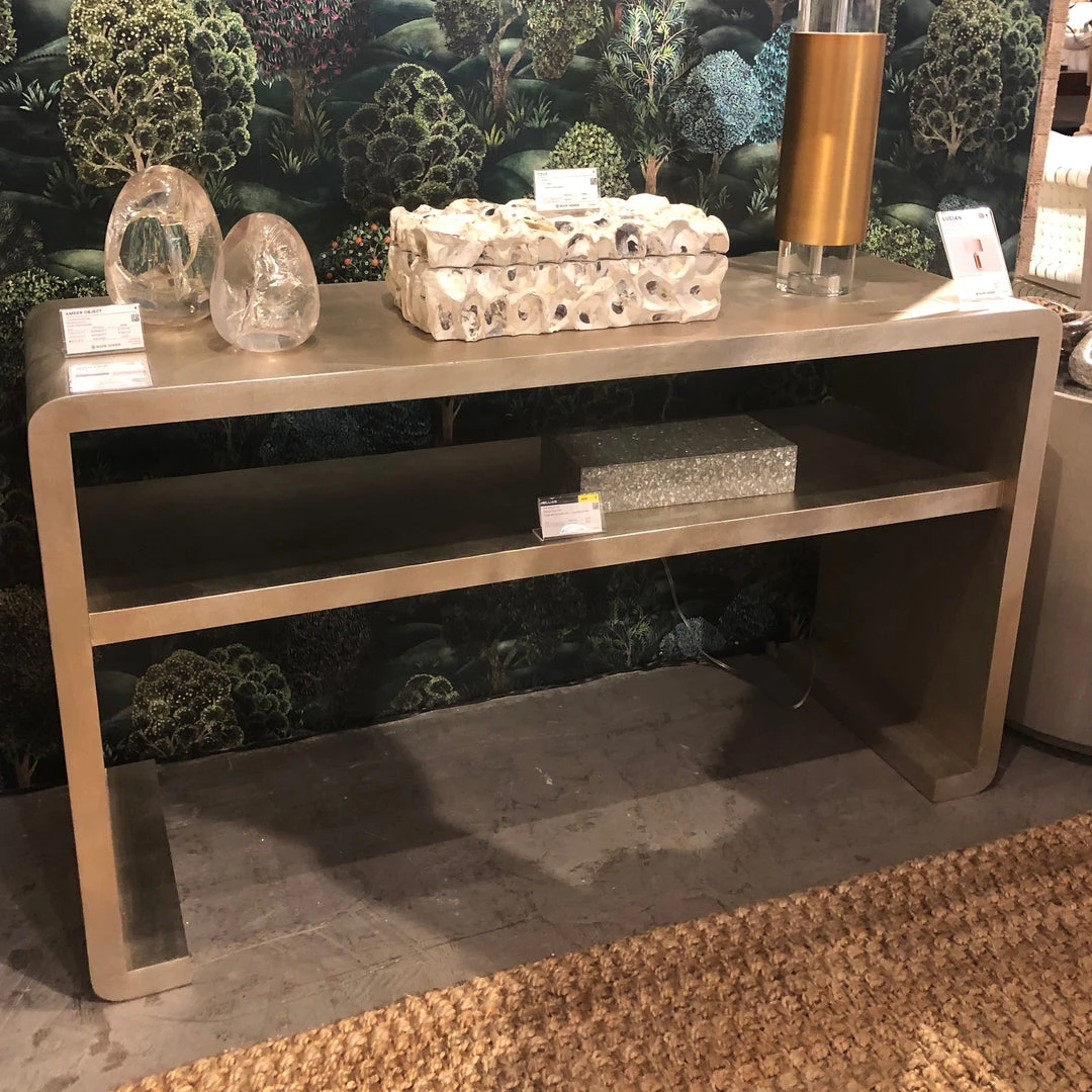 Made Goods New Arrivals Gustav Console Warm Silver Faux Linen 5 Made Goods New Arrivals Gustav Console Warm Silver Faux Linen