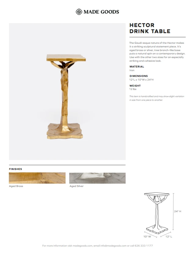 Made Goods Hector Drinks Table Aged Brass Iron 7 Made Goods Hector Drinks Table Aged Brass Iron