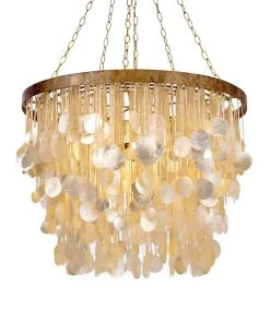 Made Goods Henry Chandelier Capiz Shell And Gold Metal New Arrivals