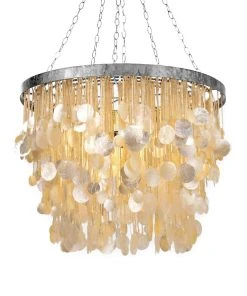 Made Goods Henry Chandelier Capiz Shell And Silver Metal New Arrivals