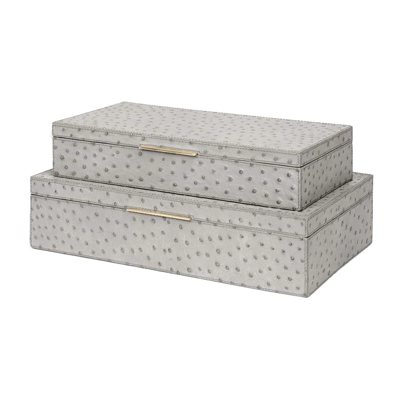 Made Goods Imani Box Set Of Two Grey Ostrich New Arrivals 3 Made Goods Imani Box Set Of Two Grey Ostrich New Arrivals
