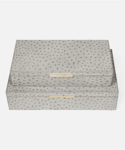 Made Goods Imani Box Set Of Two Grey Ostrich New Arrivals 11 Made Goods Imani Box Set Of Two Grey Ostrich New Arrivals