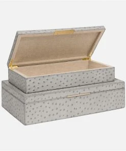 Made Goods Imani Box Set Of Two Grey Ostrich New Arrivals 12 Made Goods Imani Box Set Of Two Grey Ostrich New Arrivals