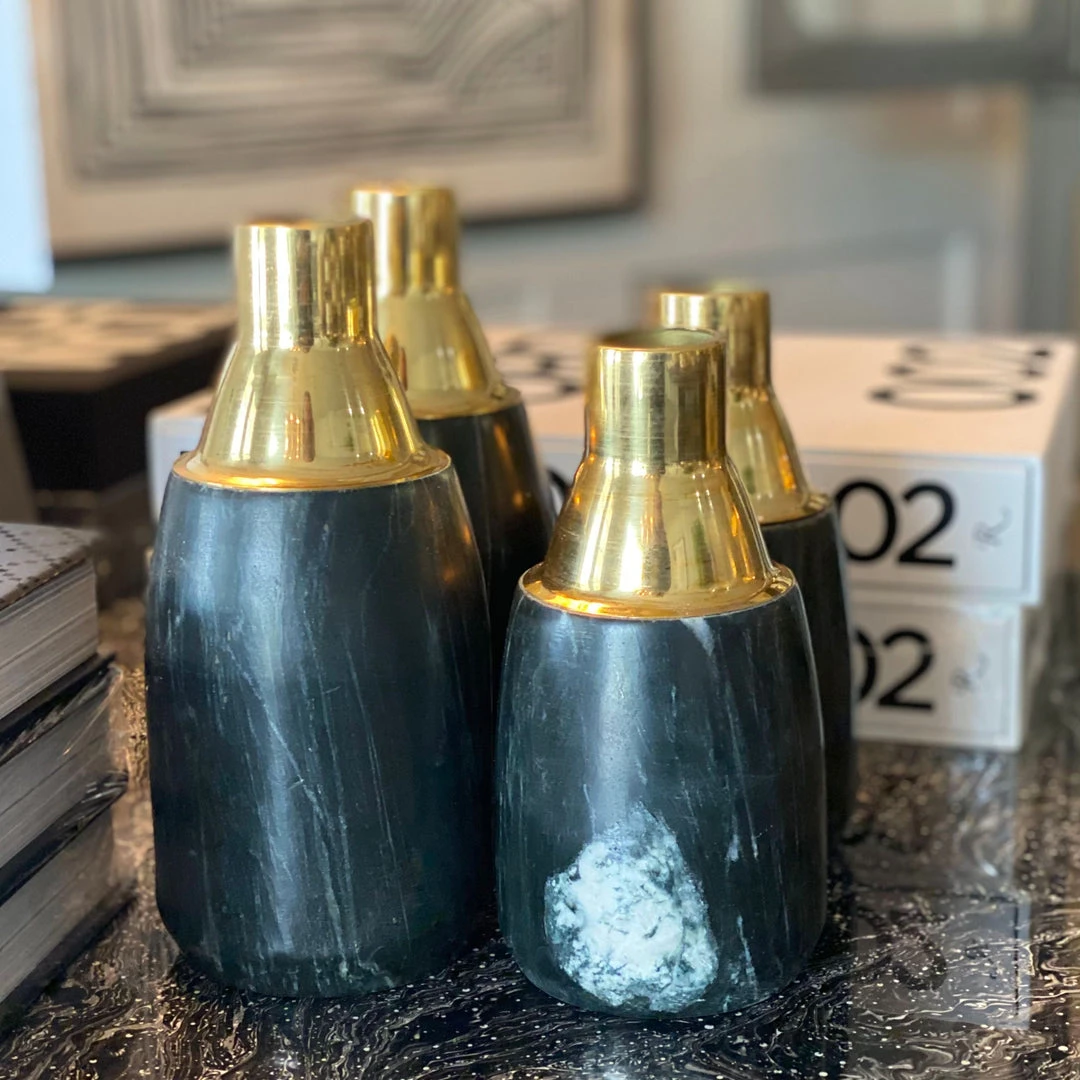 Made Goods Isabis Vase Small Black Marble 4 Made Goods Isabis Vase Small Black Marble