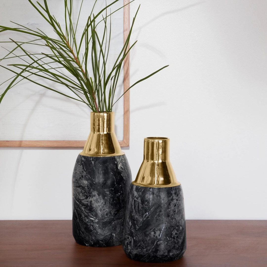 Made Goods Isabis Vase Small Black Marble 7 Made Goods Isabis Vase Small Black Marble
