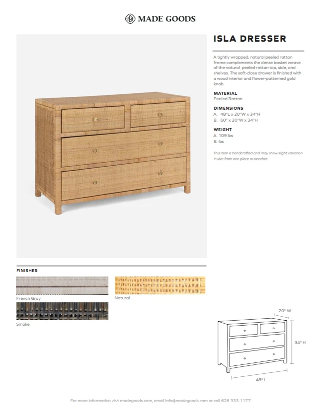 Made Goods Isla Dresser Natural Rattan 60" 9 Made Goods Isla Dresser Natural Rattan 60"